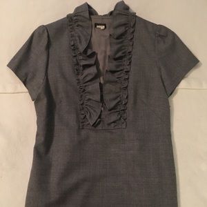 JCrew Grey Shift dress w/ Ruffle collar & POCKETS!